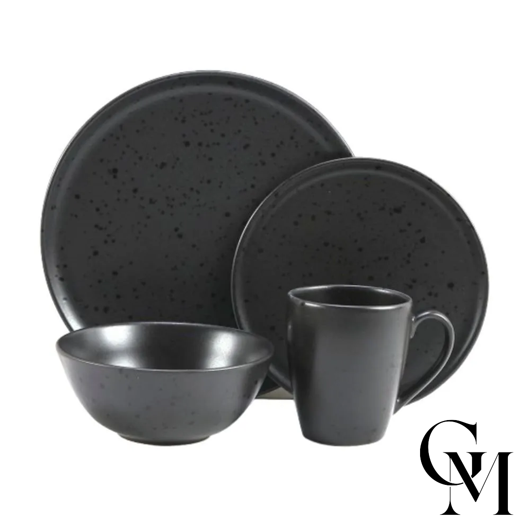 Jogo De Jantar Cerâmica Naturalle Havan Casa 16 Peças - Preto