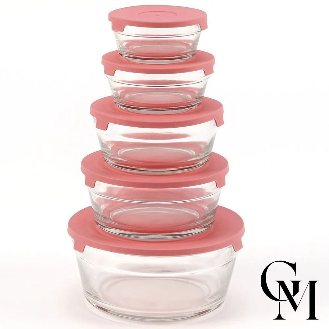 Jogo De Pote Redondo Com Tampa 5 Peças Hauskraft - Rosa - Imagem 2