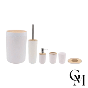 Jogo de Banheiro Bambu Havan Casa 6 Peças - Branco