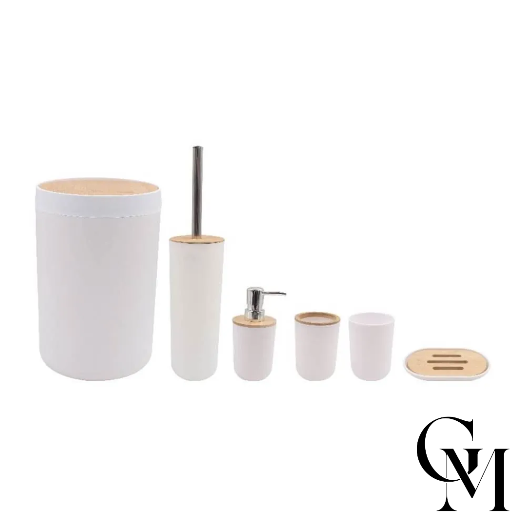 Jogo de Banheiro Bambu Havan Casa 6 Peças - Branco